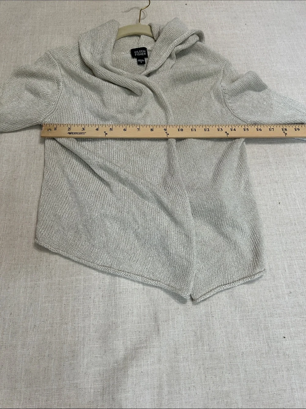 Eileen Fisher Silk Blend Draped Open-Front Knit Cardigan Asymmetrical Hem Size S